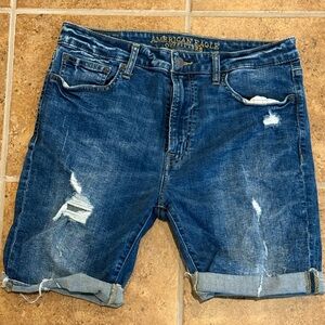 American Eagle Outfitters Men's Distressed Blue Jean Shorts